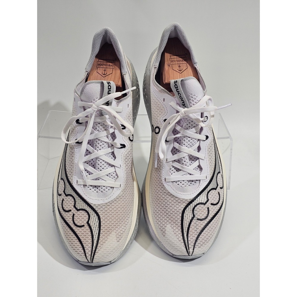 Saucony Endorphin Pro 3 Mens Size 13 White Silver Carbon Plate Running Shoes - Picture 5 of 9